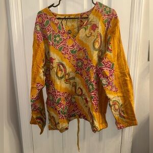 Reversible Floral Kantha Butterfly Cinch Top